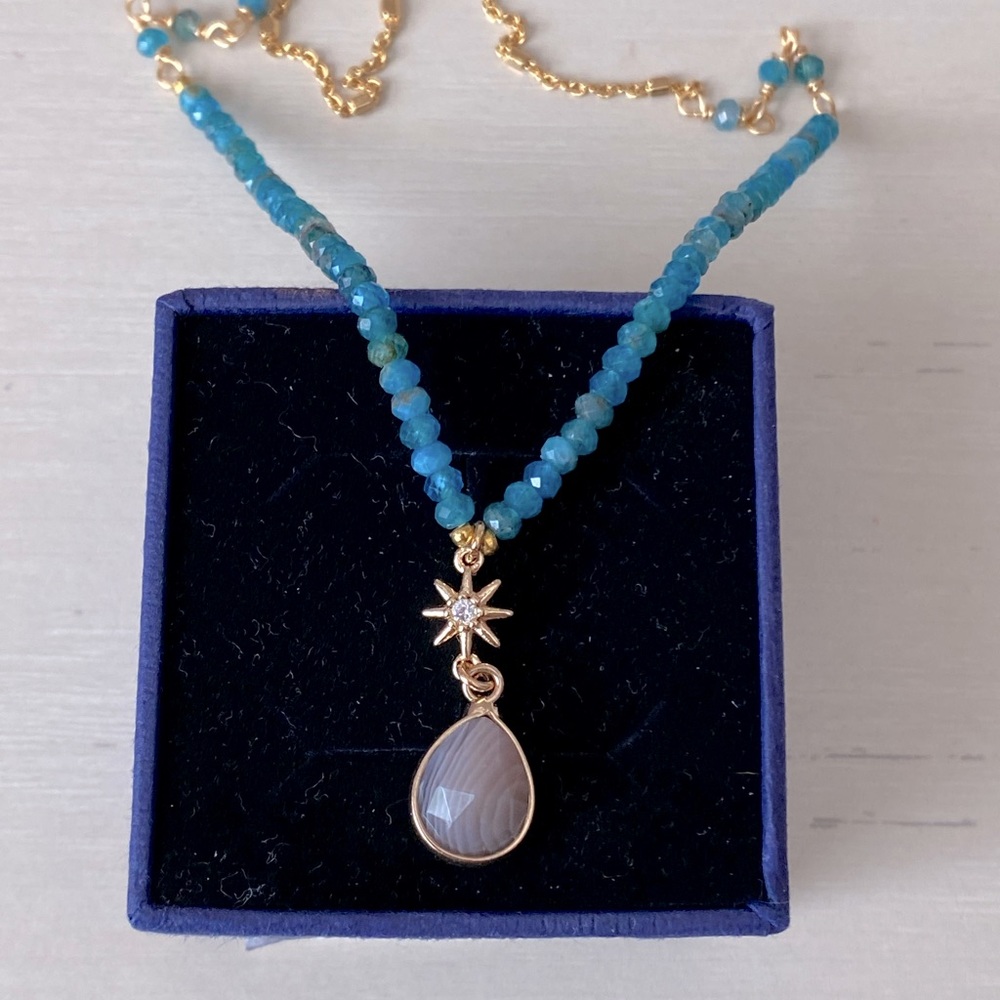 NWT south moon under nakamol star pendant beaded necklace with gold chain